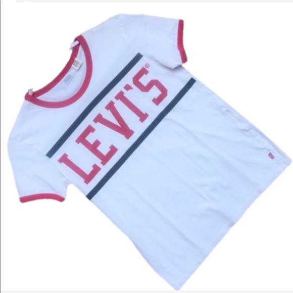 LEVIS White Navy & White Short Sleeve Crew Neck T - Picture 1 of 6